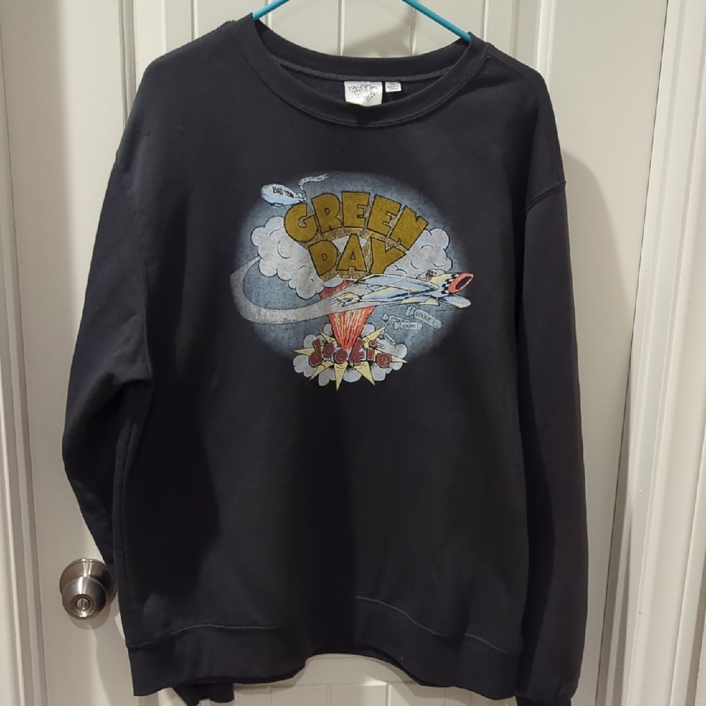 Green Day Graphic Crewneck Sweatshirt - Black
